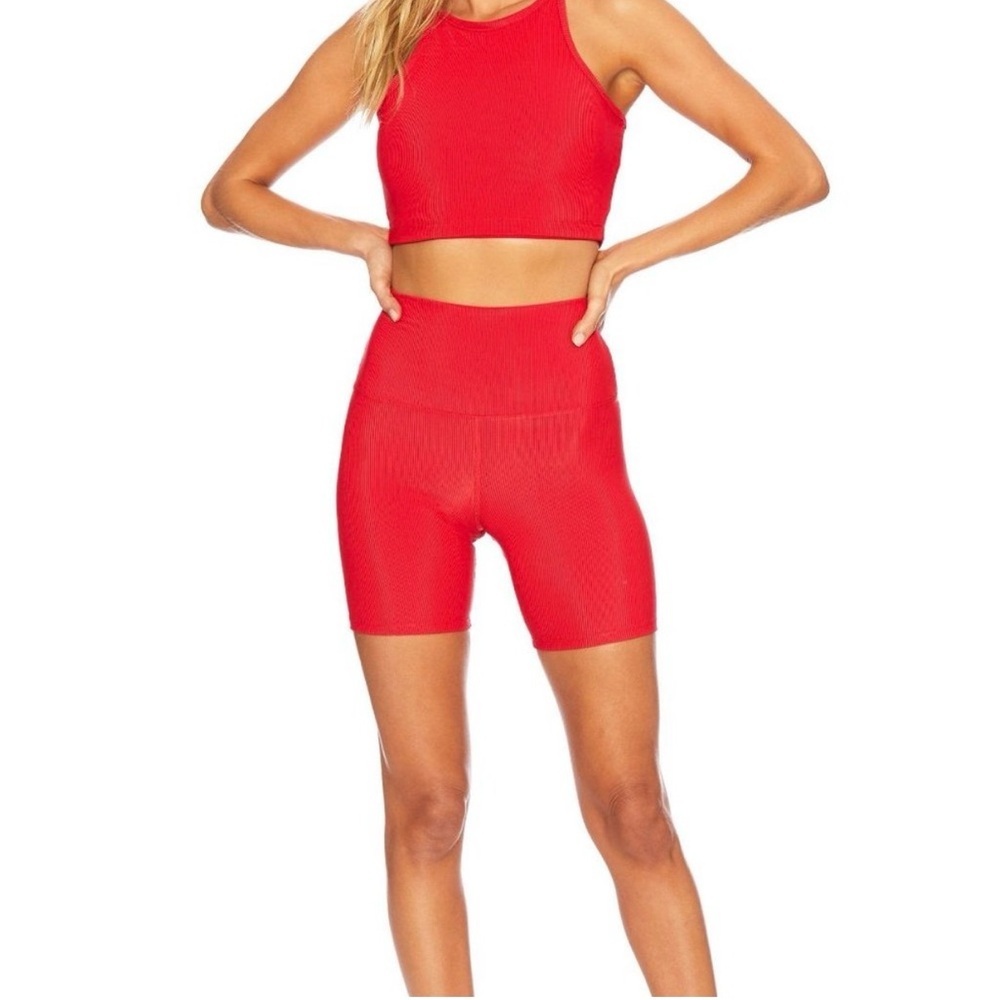 Beach Riot High Rise Ribbed Bike Shorts | L